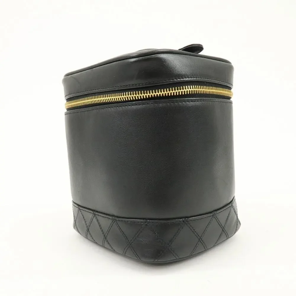 Chanel Vanity Case Lambskin Cosmetic Pouch Black